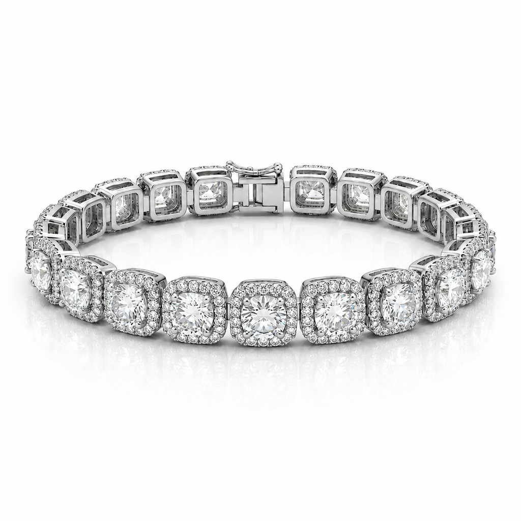 6mm Moissanite Cluster Tennis Bracelet S925