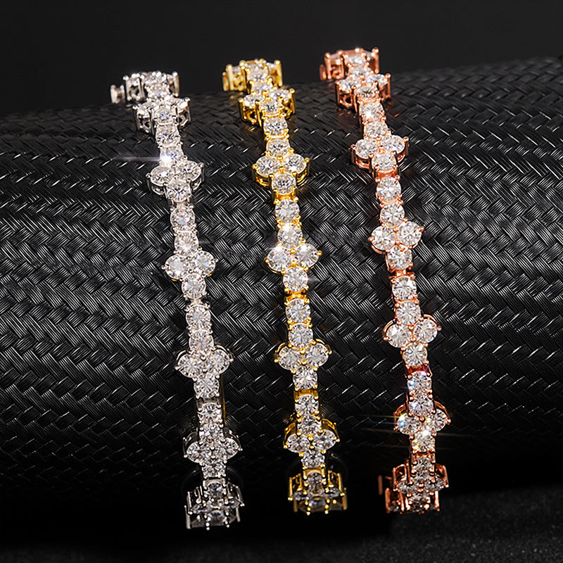 4mm Mini Cross Station Tennis Bracelet S925