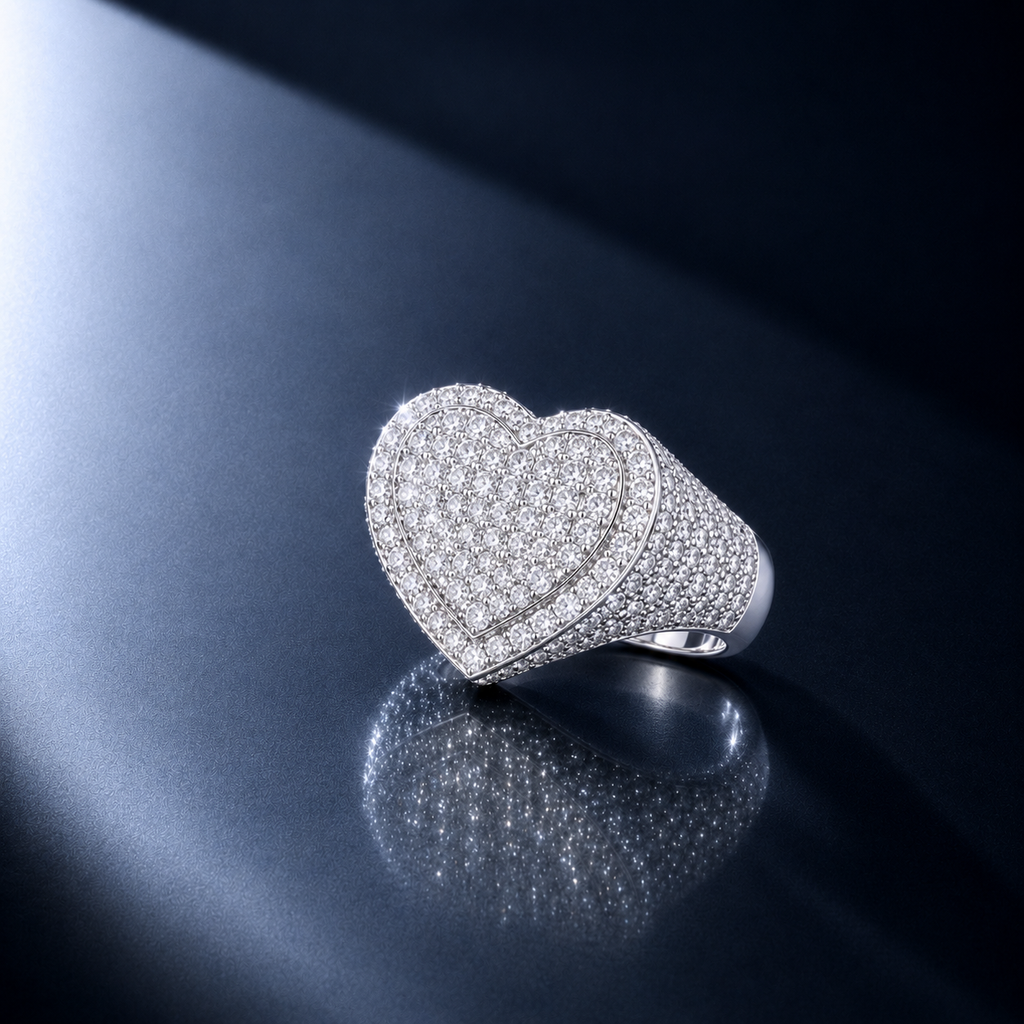 Moissanite Pavé Heart Ring S925