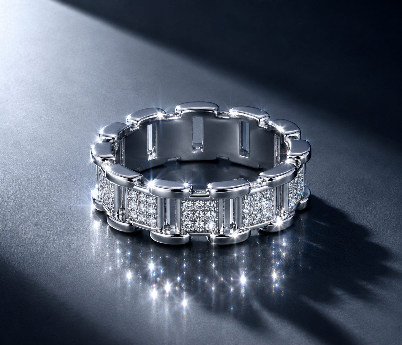 Moissanite Pavé Link Ring S925