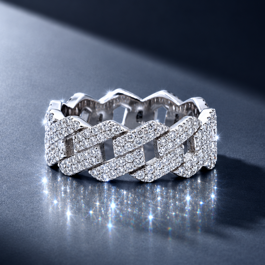 Iced Cuban Link Ring S925