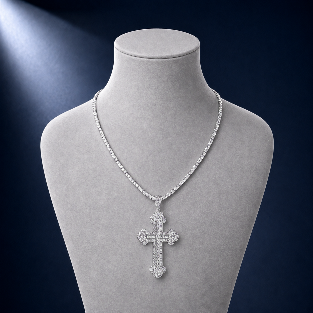 Moissanite Budded Cross Pendant S925