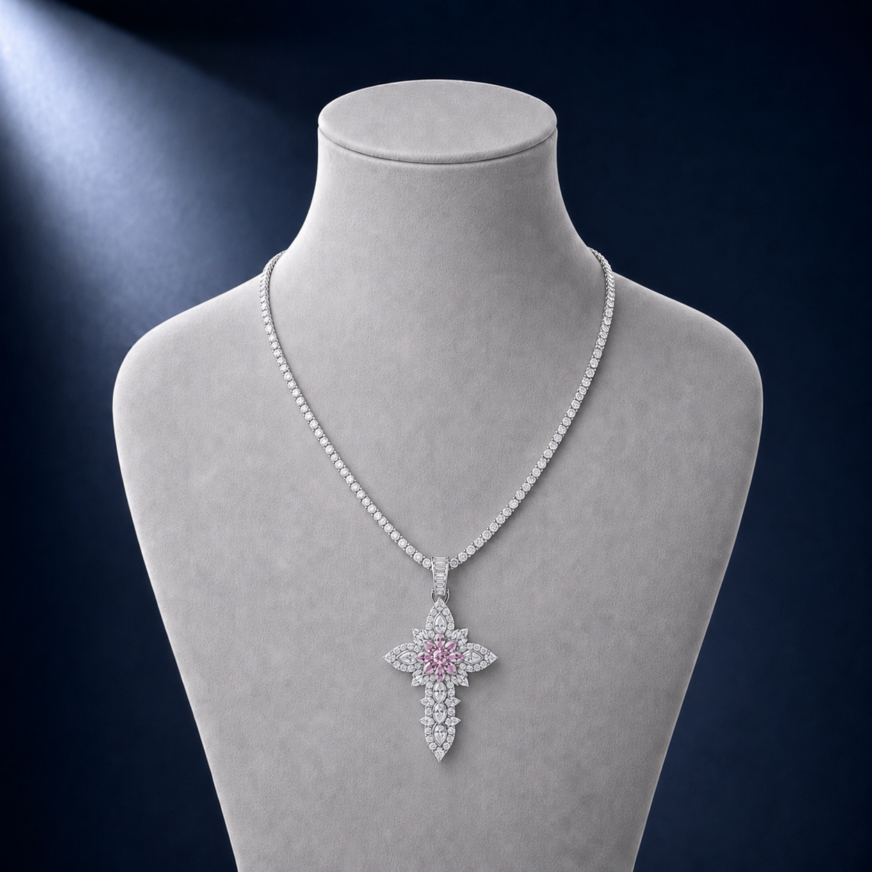 Moissanite Rosé Cross Pendant S925