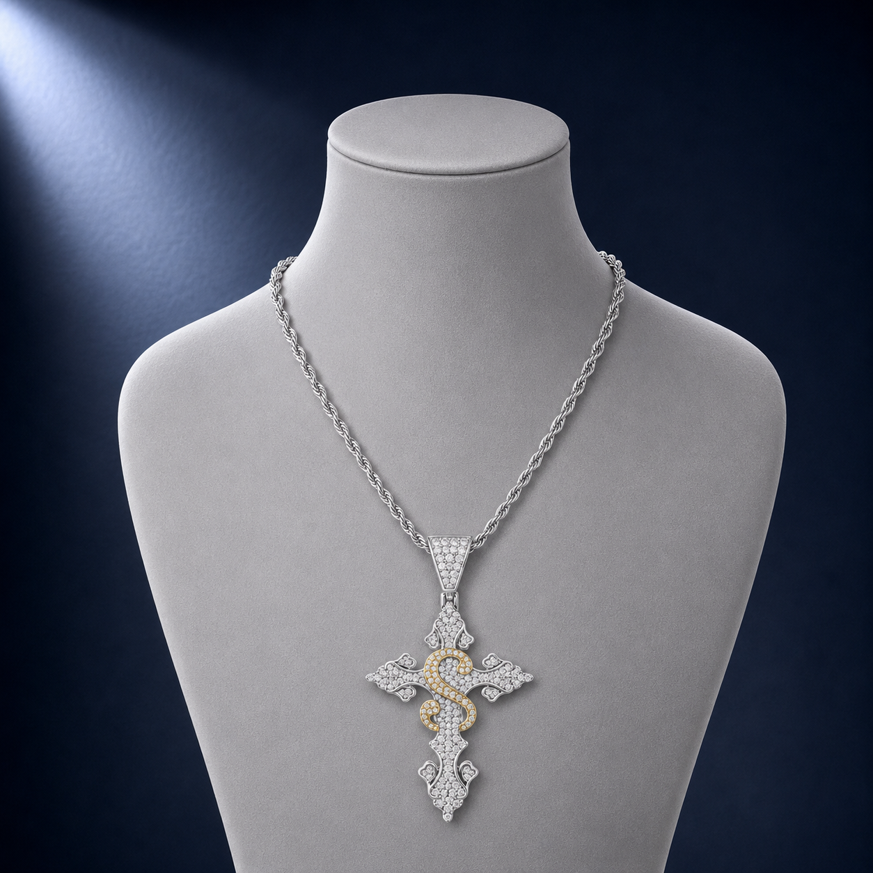 Moissanite Gothic Cross Pendant S925
