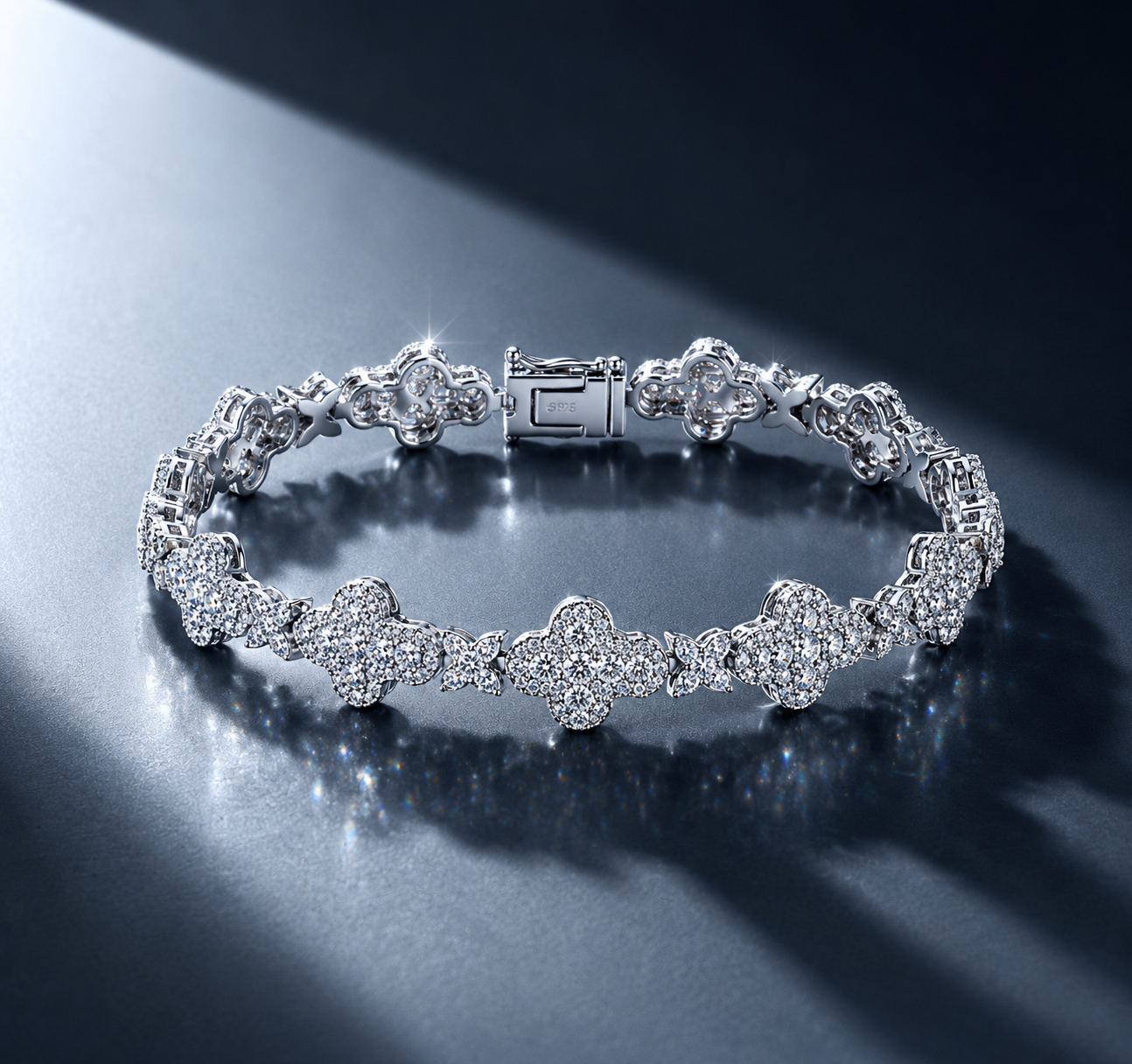 Moissanite Cluster Cross Bracelet S925