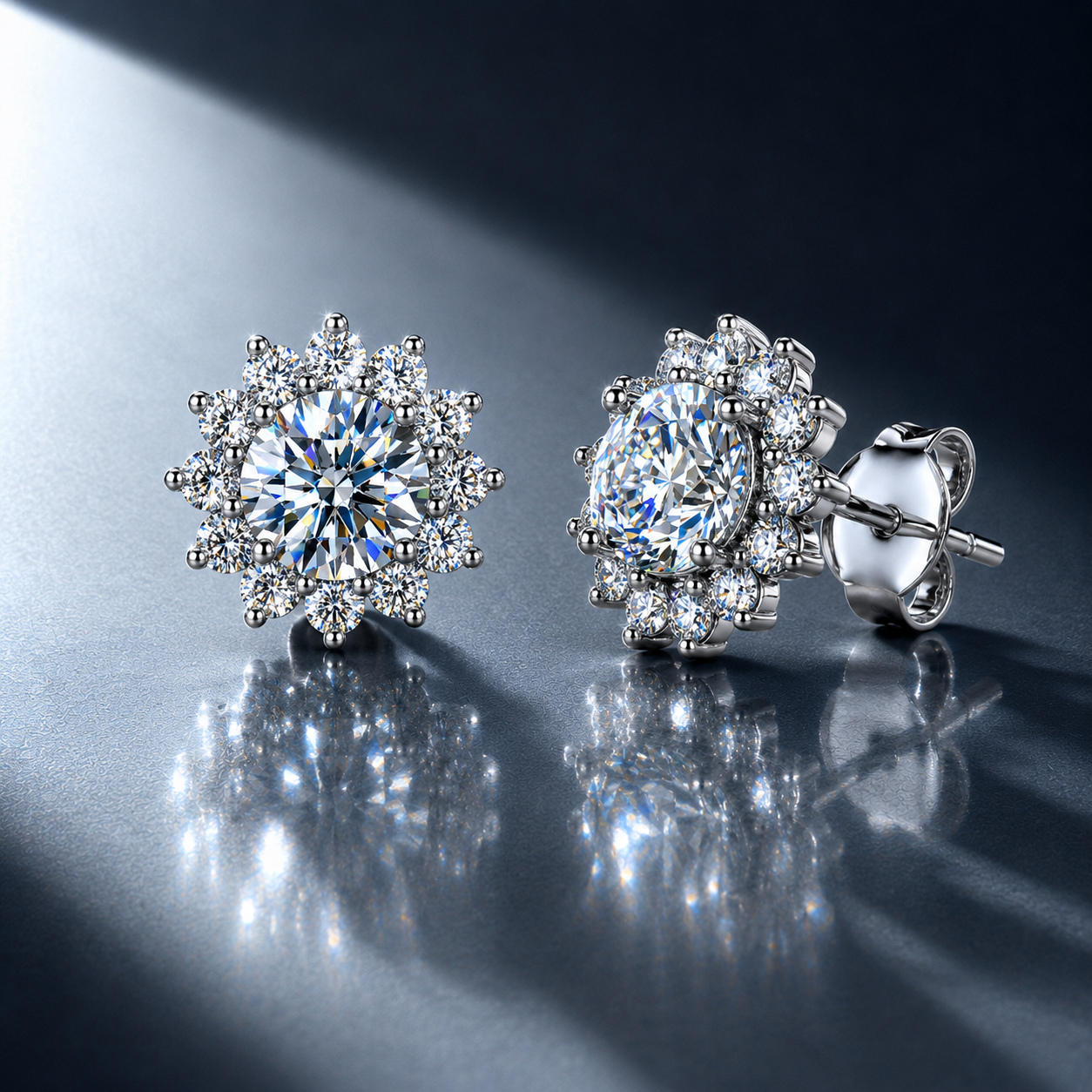 Moissanite Flower Stud Earrings S925