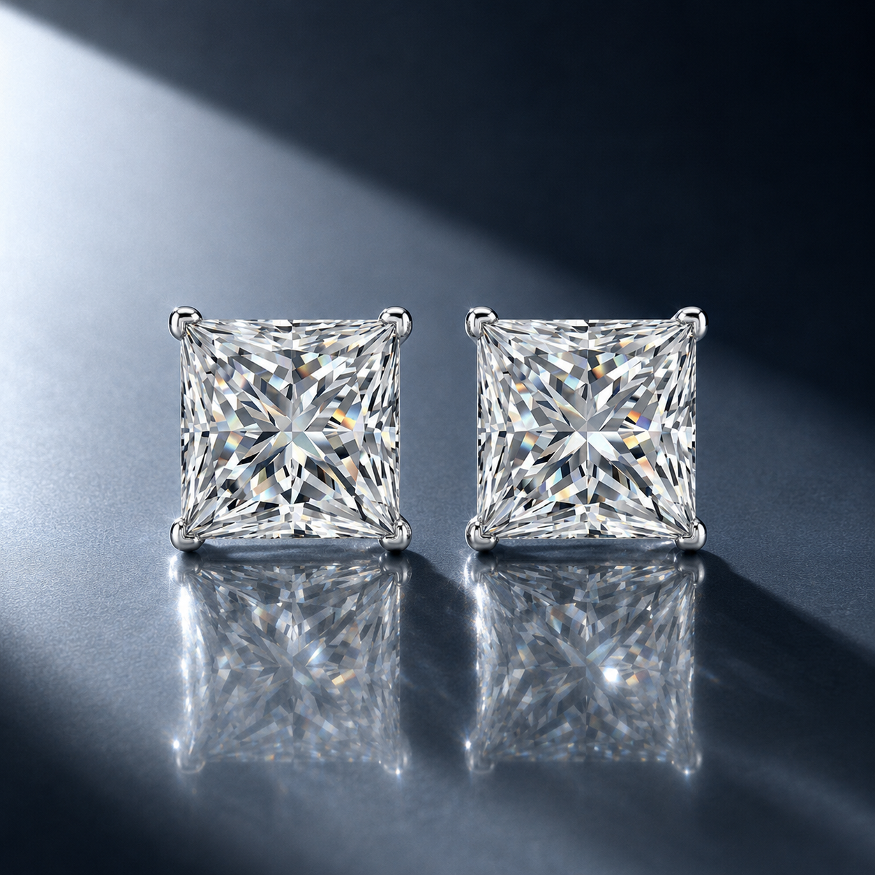 Moissanite Princess Cut Stud Earrings S925