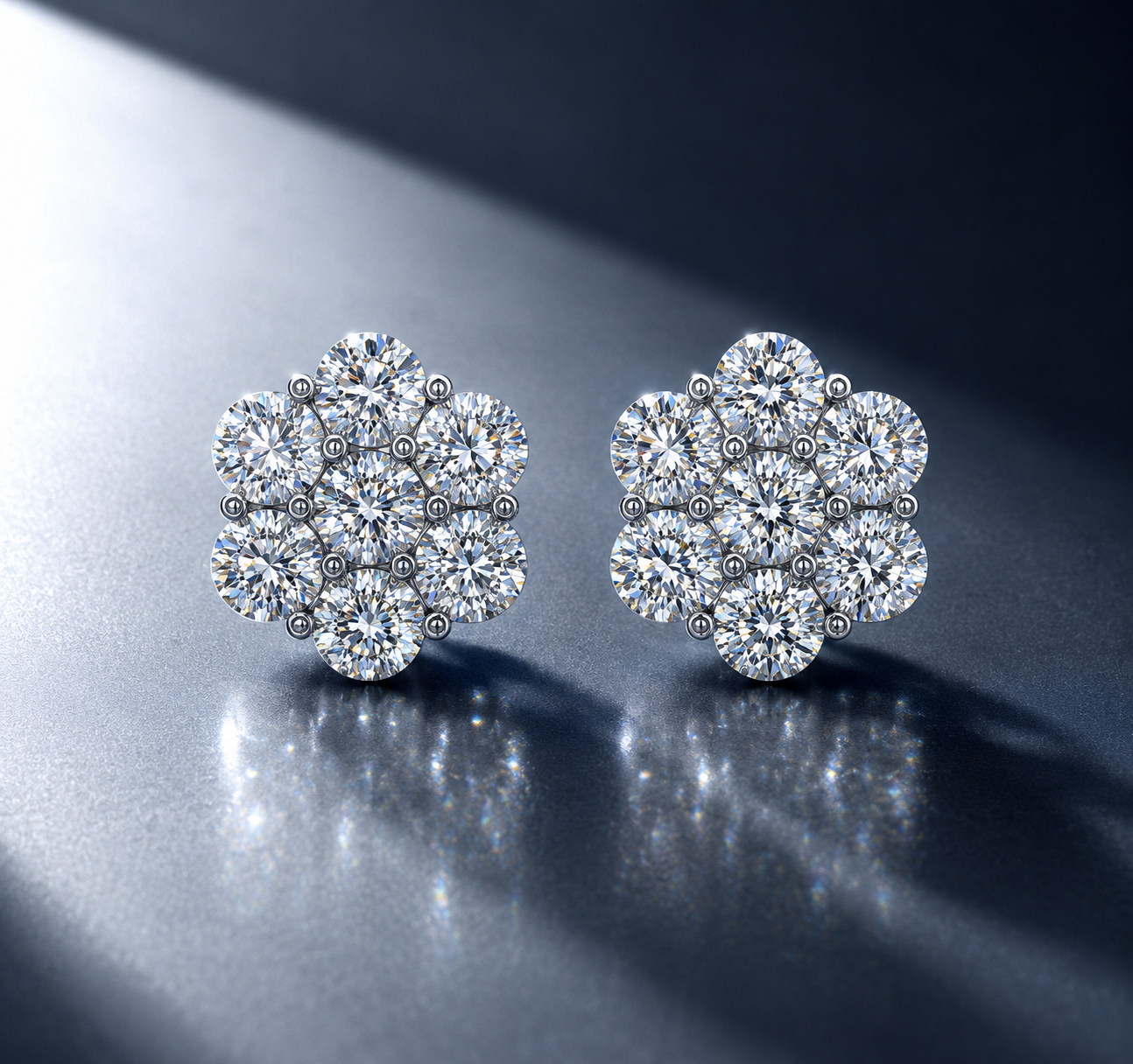 Moissanite Flower Cluster Earrings S925