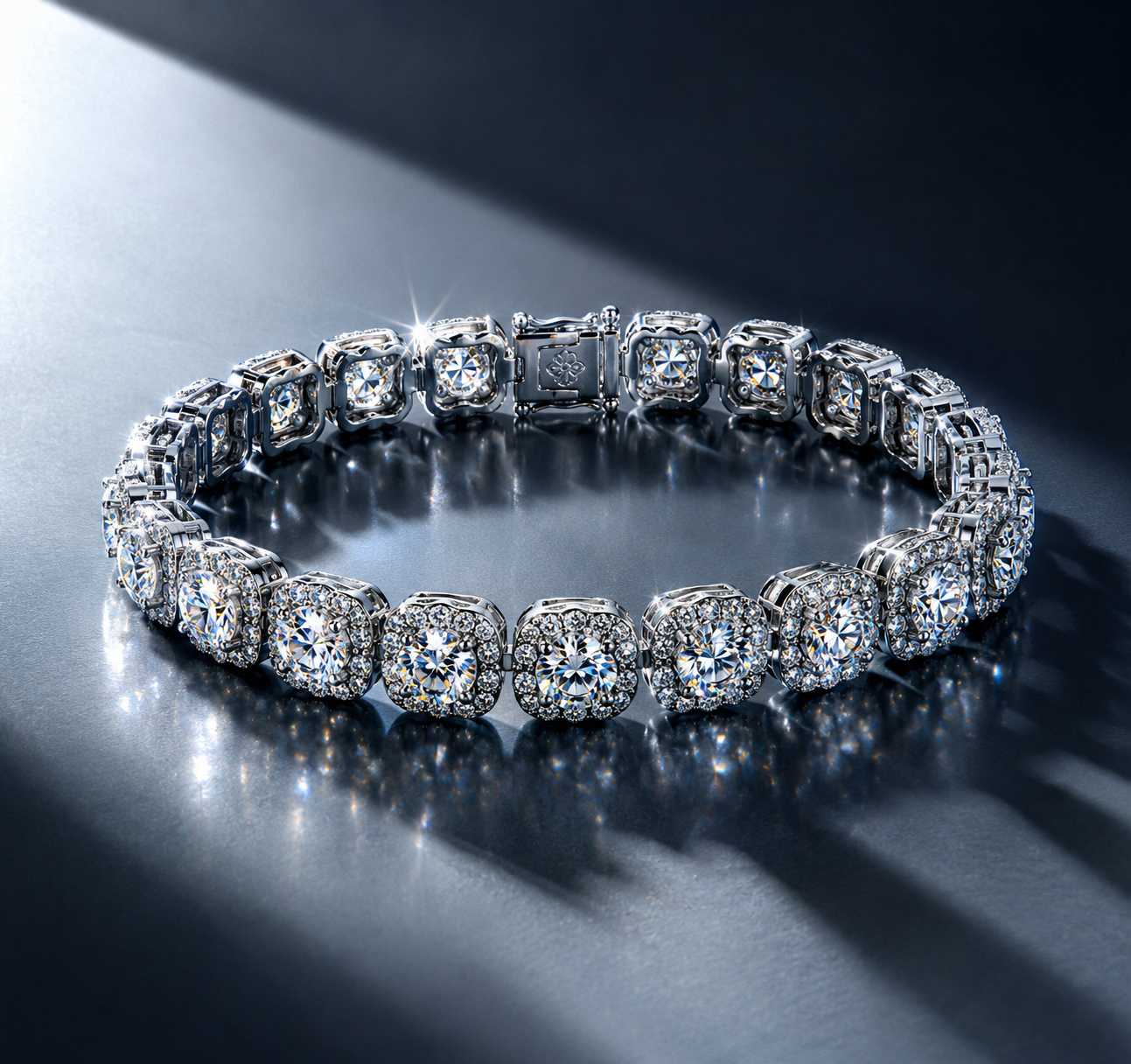 6mm Moissanite Cluster Tennis Bracelet S925