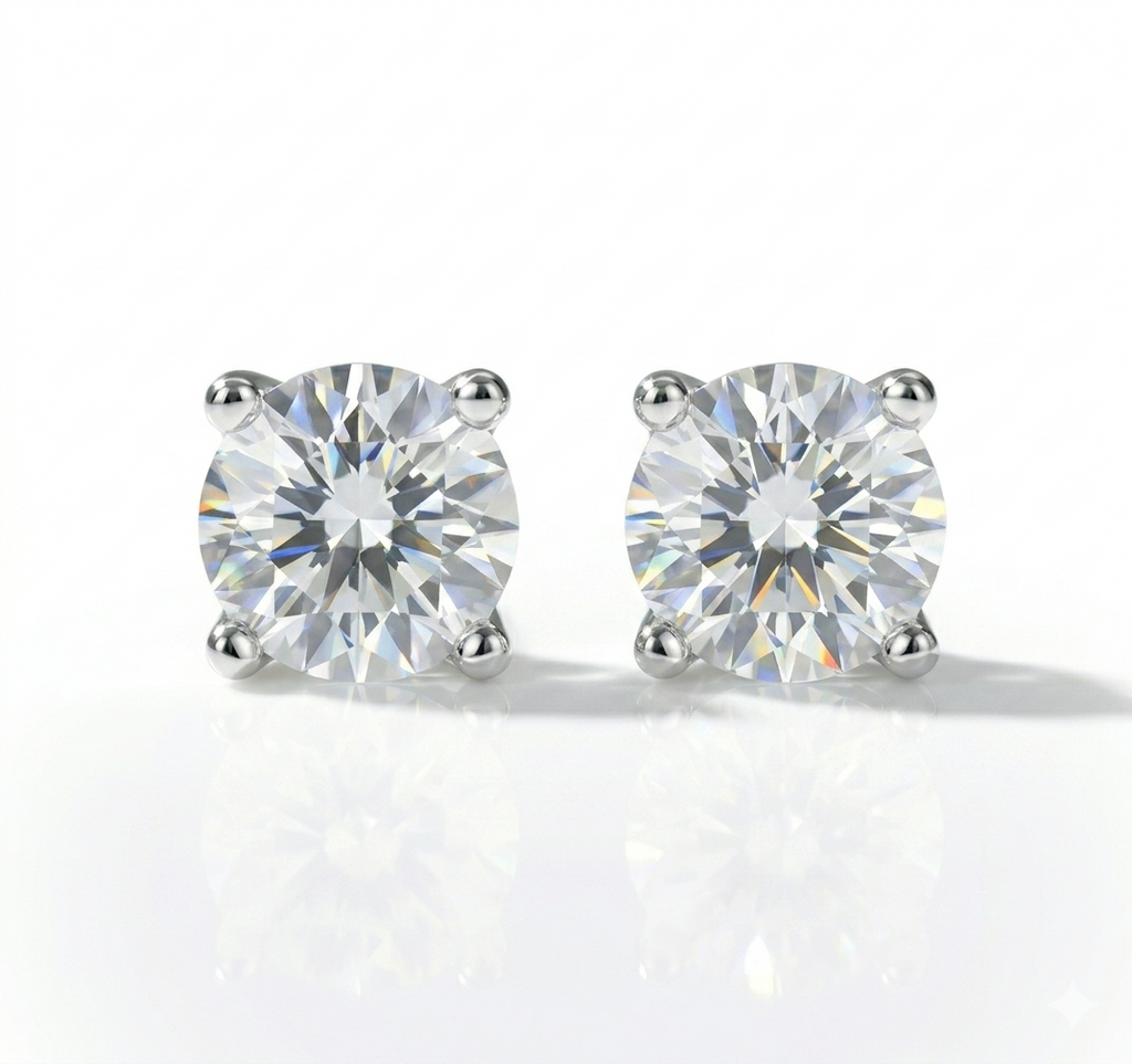 Moissanite Round Stud Earrings S925