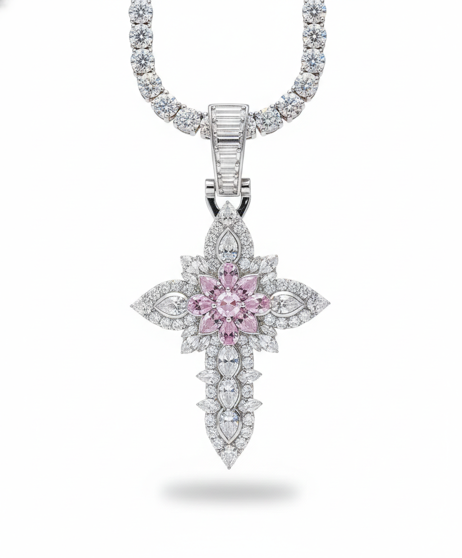 Moissanite Rosé Cross Pendant S925