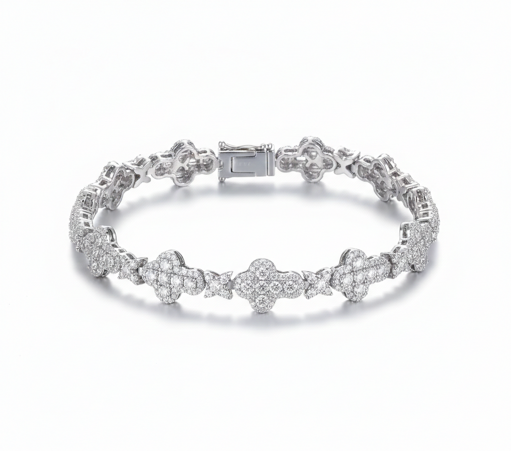 Moissanite Cluster Cross Bracelet S925