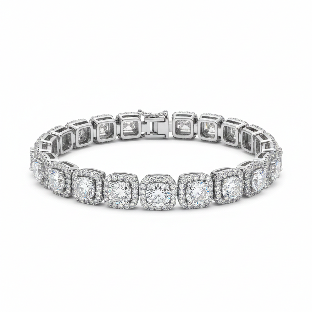 6mm Moissanite Cluster Tennis Bracelet S925