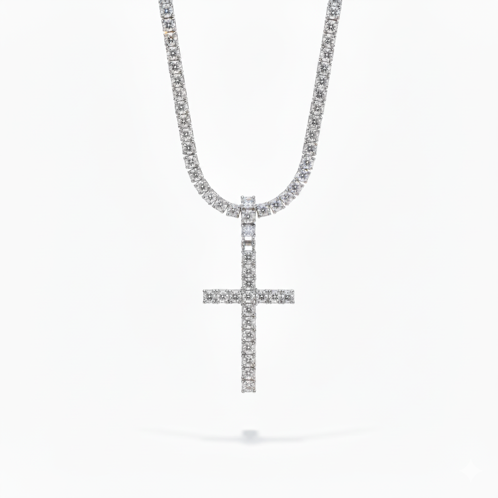 Moissanite Pave Cross Pendant S925