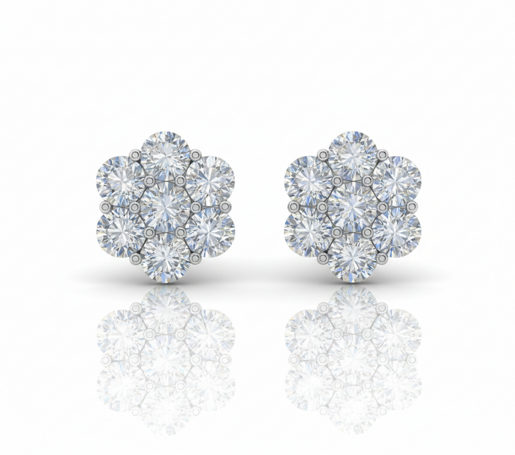 Moissanite Flower Cluster Earrings S925