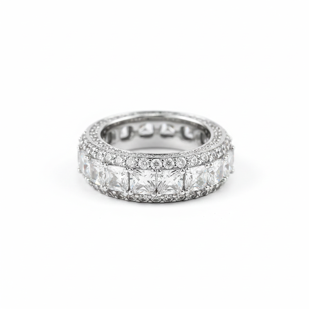 Moissanite Princess-Cut Double Halo S925
