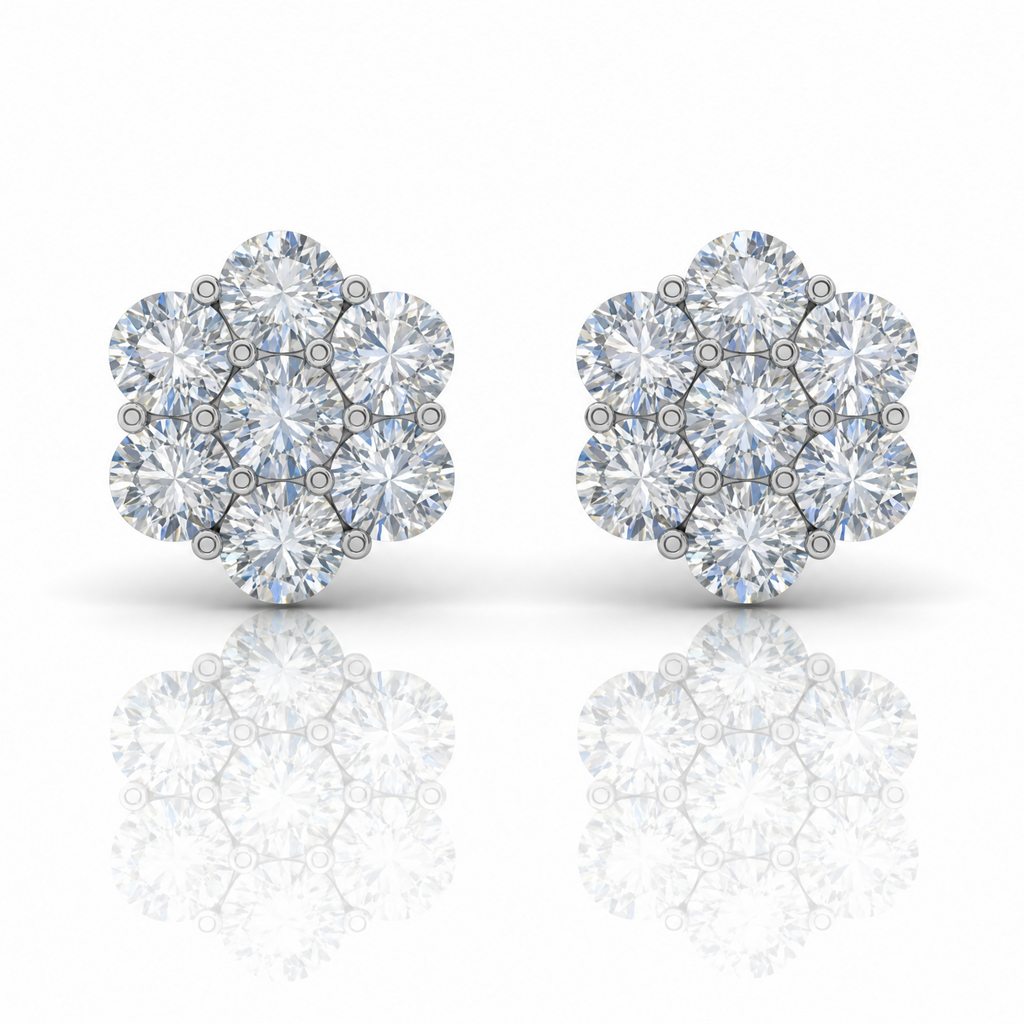 Moissanite Flower Cluster Earrings S925