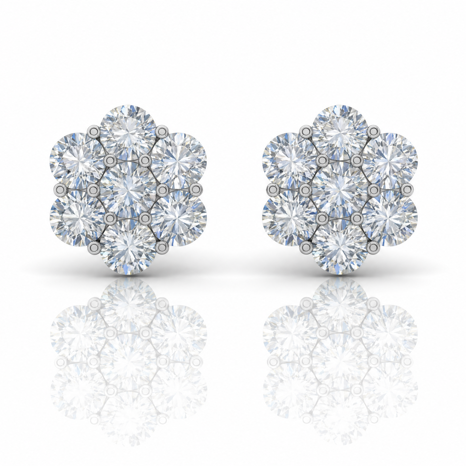 Moissanite Flower Cluster Earrings S925