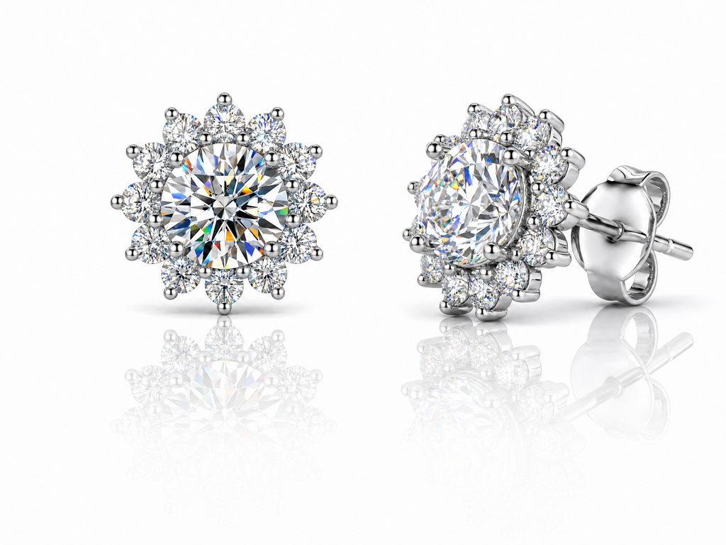Moissanite Flower Stud Earrings S925