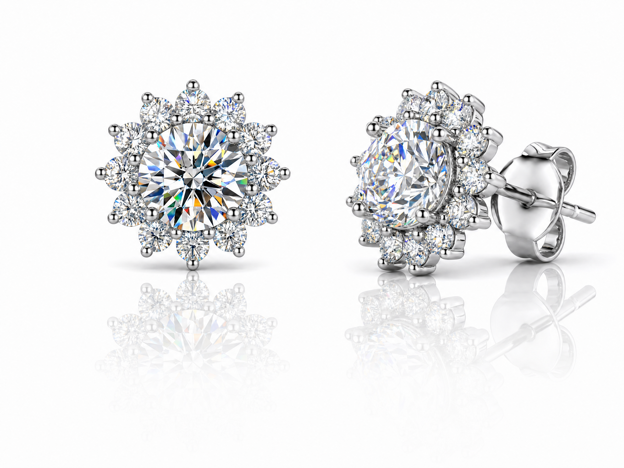 Moissanite Flower Stud Earrings S925