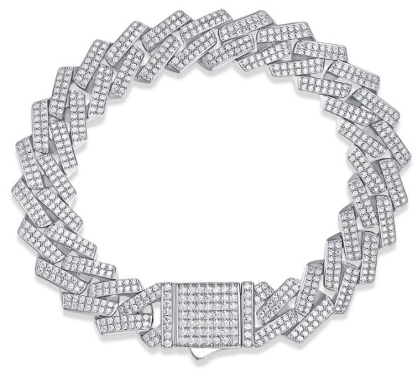 925 Silver Moissanite 14mm Cuban Link Bracelet