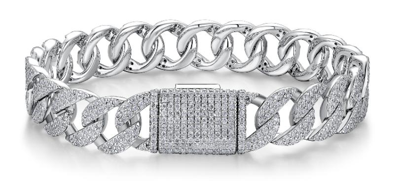 925 Silver Moissanite Cuban Link Bracelet | MYL15202