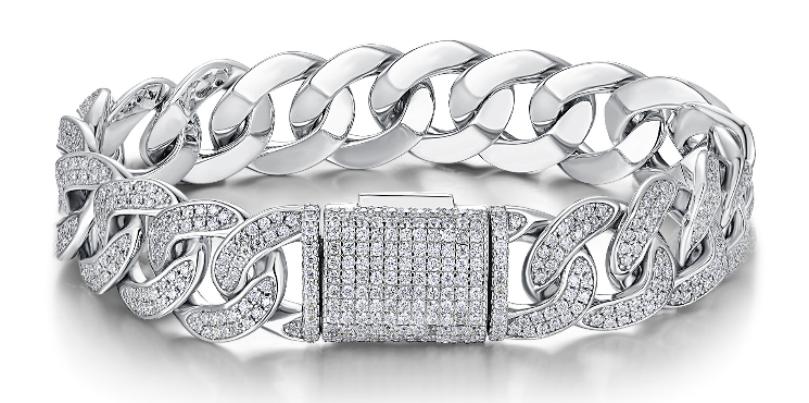 925 Silver Moissanite Cuban Link Bracelet | MYL15246