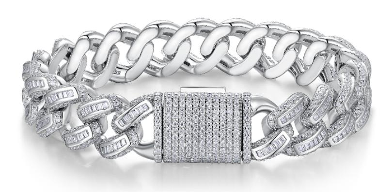 925 Silver Moissanite Cuban Link Bracelet | MYL15282
