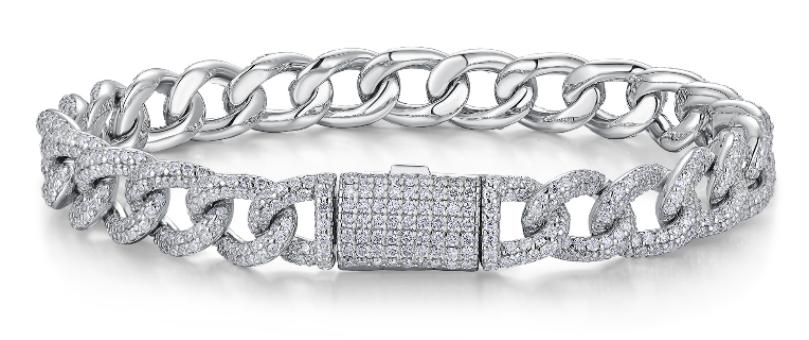 925 Silver Moissanite Cuban Link Bracelet | MYL15203