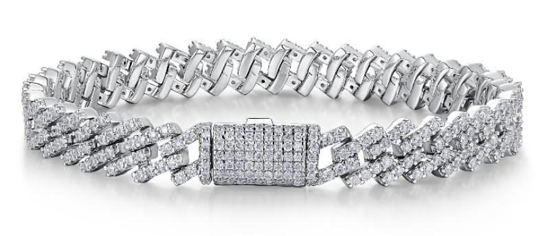 925 Silver Moissanite Cuban Link Bracelet | MYL15204