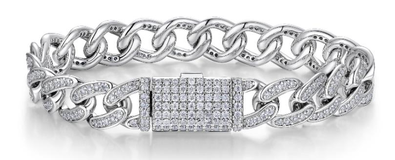 925 Silver Moissanite Cuban Link Bracelet | MYL15195