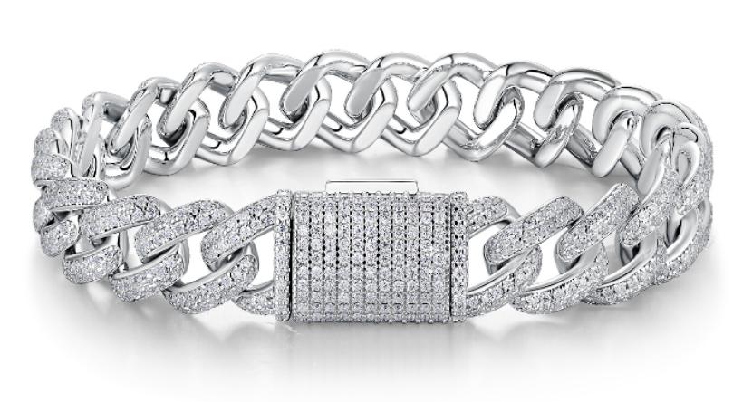 925 Silver Moissanite Cuban Link Bracelet | MYL15305