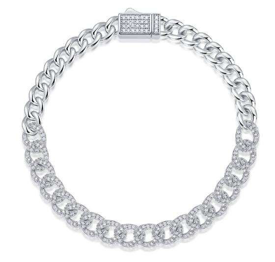 925 Silver Moissanite Cuban Link Bracelet | MYL13731