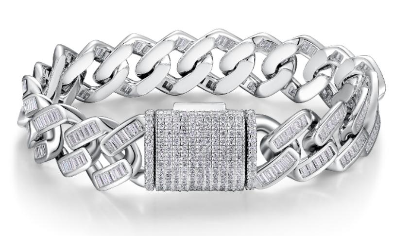 Moissanite Baguette Iced Cuban Bracelet S925