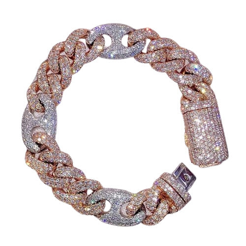 10mm Two-Tone Iced Cuban Link Bracelet