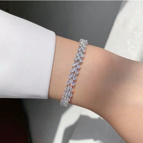 Moissanite Heart-Cut Tennis Bracelet S925