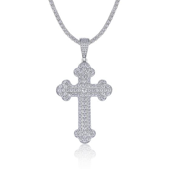 Moissanite Budded Cross Pendant S925