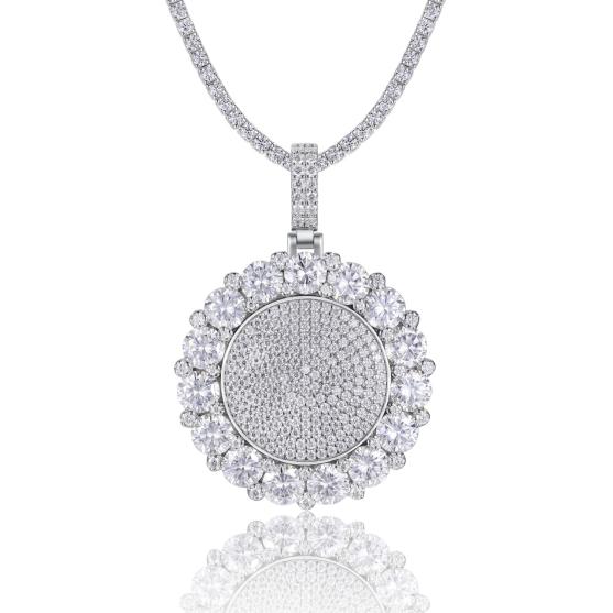 925 Silver Moissanite Medallion Pendant | MYP15494