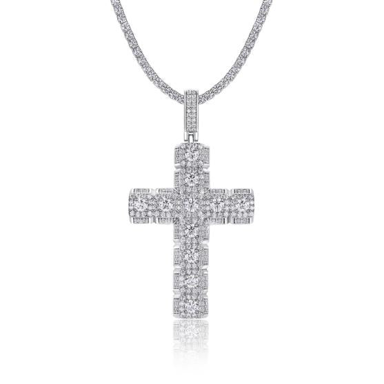 925 Silver Moissanite Cross Pendant | MYP15440