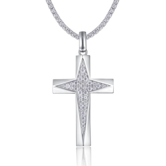 Moissanite Beveled Cross Pendant S925