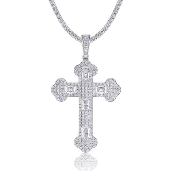 925 Silver Moissanite Cross Pendant | MYP15432