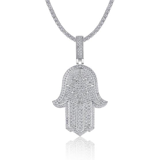 925 Silver Moissanite Hamsa Pendant | MYP15438