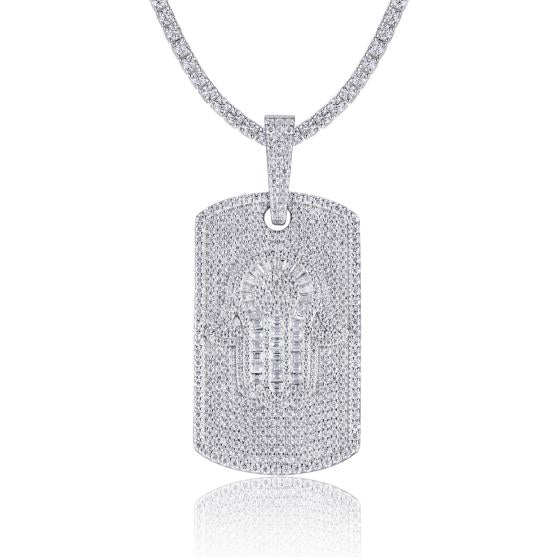 925 Silver Moissanite Dog Tag Pendant | MYP15452