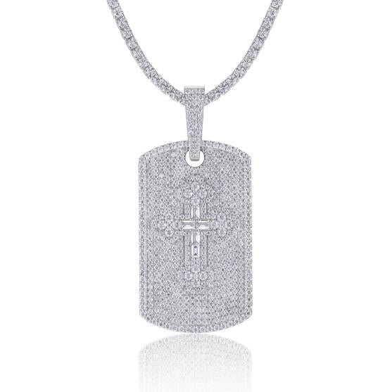 925 Silver Moissanite Dog Tag Pendant | MYP15495