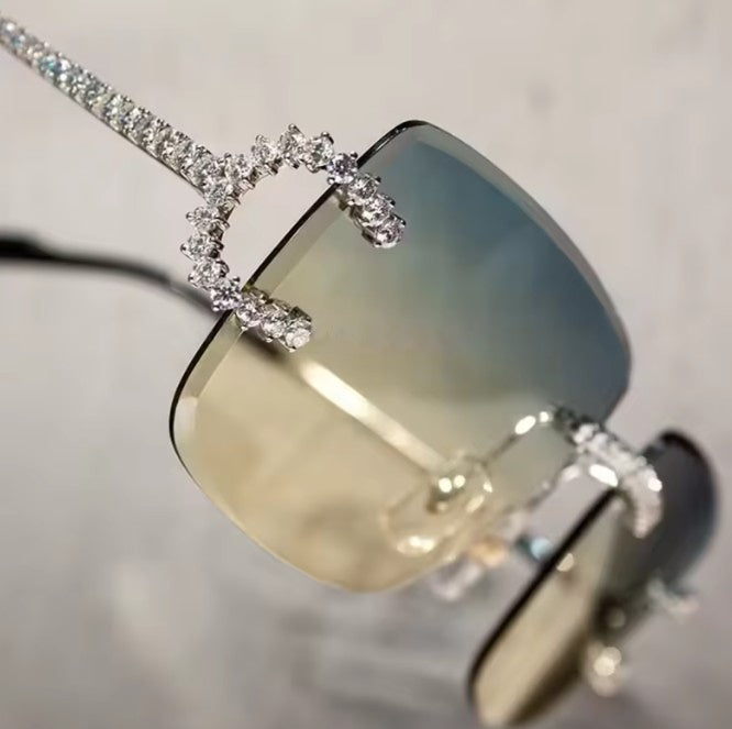 Moissanite Temple Rimless Glasses